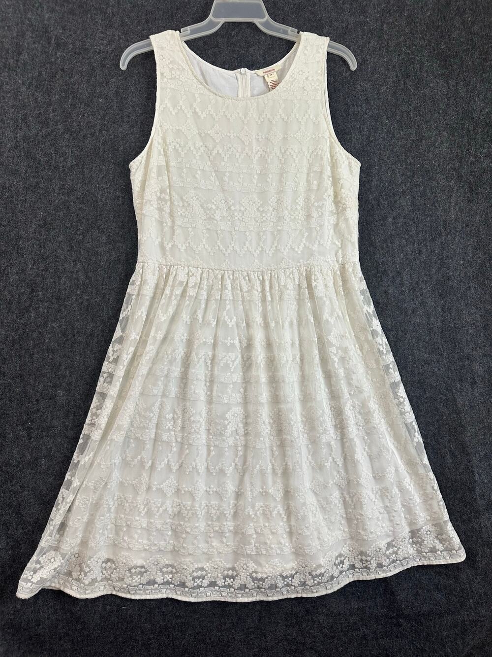 Sundance Cream Sleeveless Lace Fit-and-Flare Dress